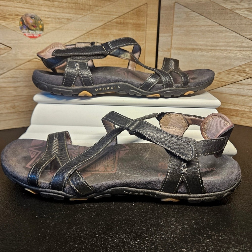 Merrell Sandals Women 9 Black Sandspur Rose Outdoor Active Slingback Leather 674